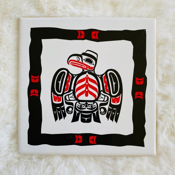 Canadian Native Indian Eagle Art 6" Trivet Wall Hanging Tile Decorative Art Boho - Picture 1 of 7